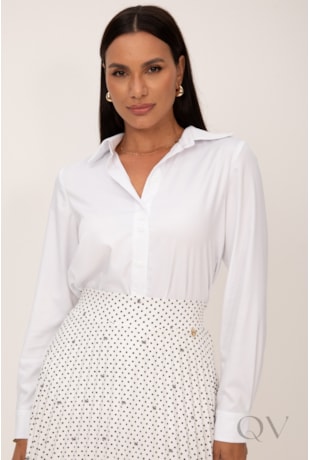 CAMISA ALONGADA EM FIBRA DE BAMBU BRANCO - LEKAZIS