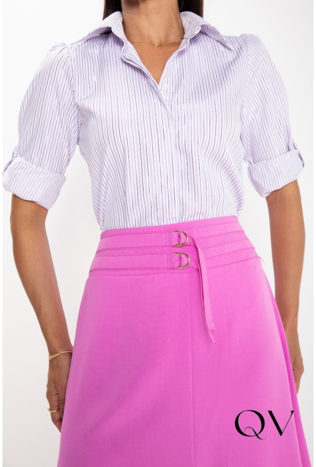 CAMISA ALONGADA EM TRICOLINE LILÁS - LEKAZIS CAMISA ALONGADA EM TRICOLINE LILÁS - LEKAZIS