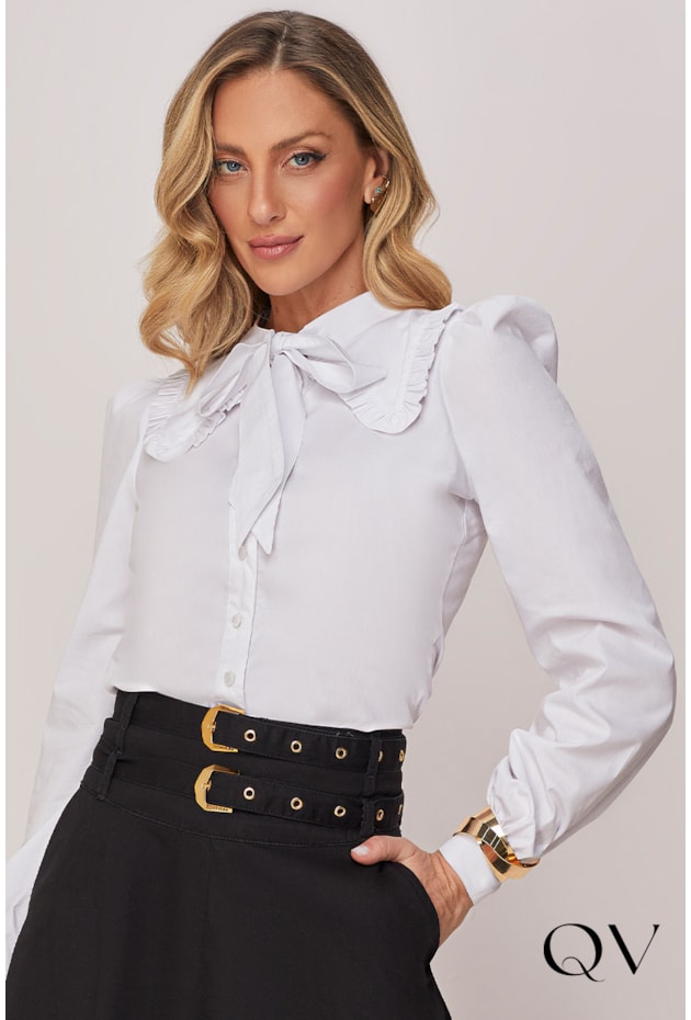 CAMISA AMARRAÇÃO NA GOLA BRANCO - TITANIUM JEANS CAMISA AMARRAÇÃO NA GOLA BRANCO - TITANIUM JEANS