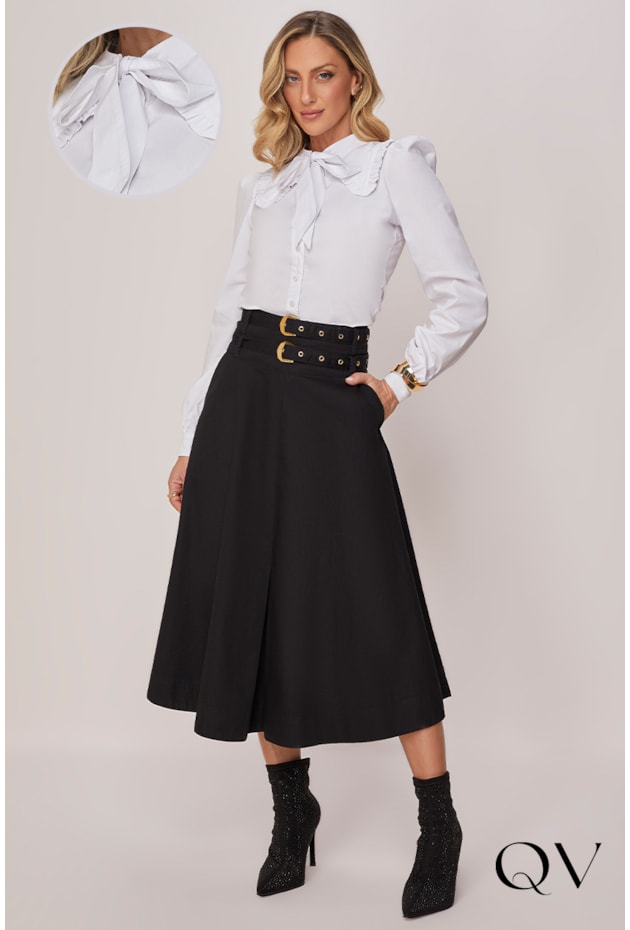 CAMISA AMARRAÇÃO NA GOLA BRANCO - TITANIUM JEANS CAMISA AMARRAÇÃO NA GOLA BRANCO - TITANIUM JEANS