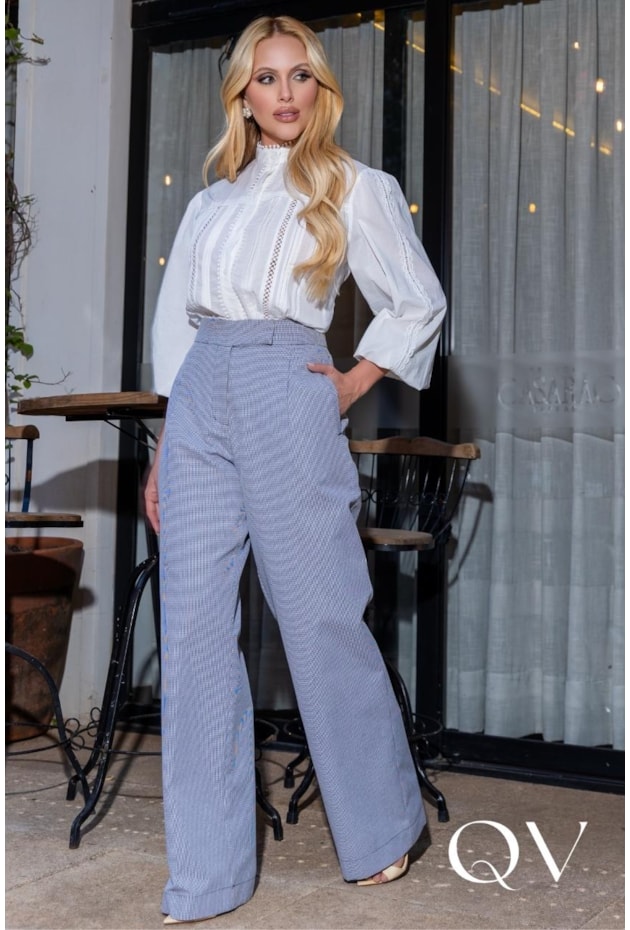CAMISA AMPLA EM VOIL COM ENTREMEIOS OFF WHITE - LUZIA FAZZOLLI