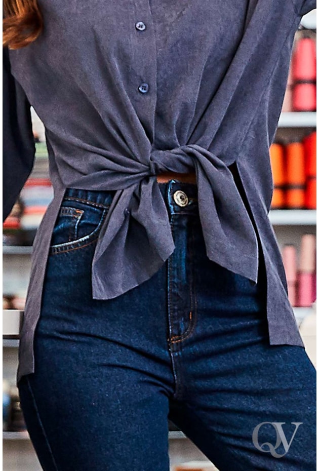 CAMISA AMPLA SUEDE ABERTURA LATERAL AZUL - LUZIA FAZZOLLI CAMISA AMPLA SUEDE ABERTURA LATERAL AZUL - LUZIA FAZZOLLI