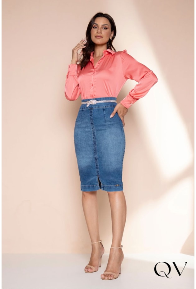 CAMISA CETIM MANGA LONGA CORAL - LEKAZIS CAMISA CETIM MANGA LONGA CORAL - LEKAZIS