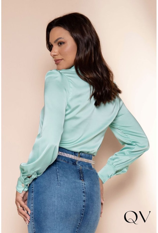 CAMISA CETIM MANGA LONGA VERDE - LEKAZIS CAMISA CETIM MANGA LONGA VERDE - LEKAZIS