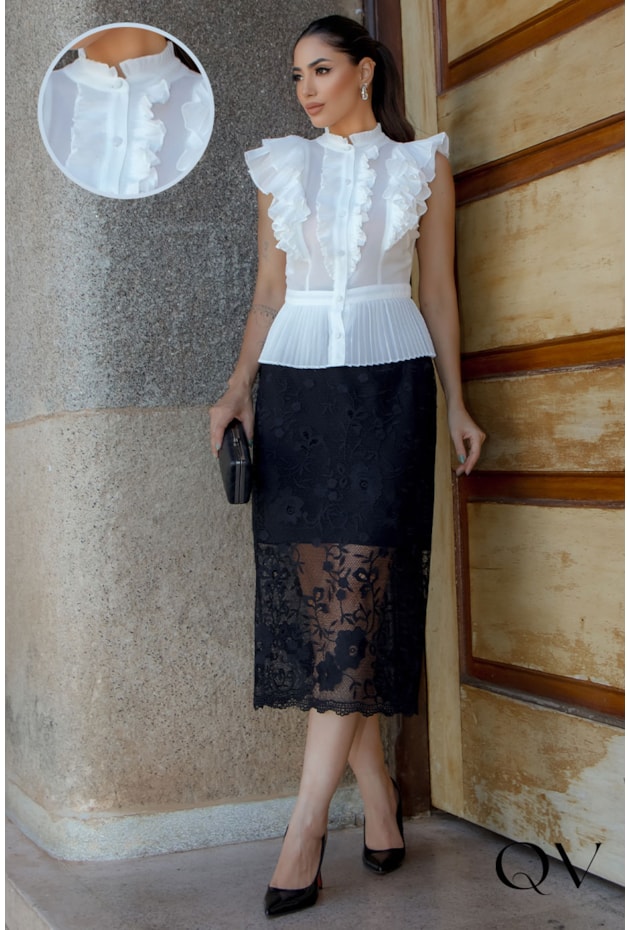 CAMISA CHIFFON BARRADO PLISSADO OFF - LUZIA FAZZOLLI CAMISA CHIFFON BARRADO PLISSADO OFF - LUZIA FAZZOLLI