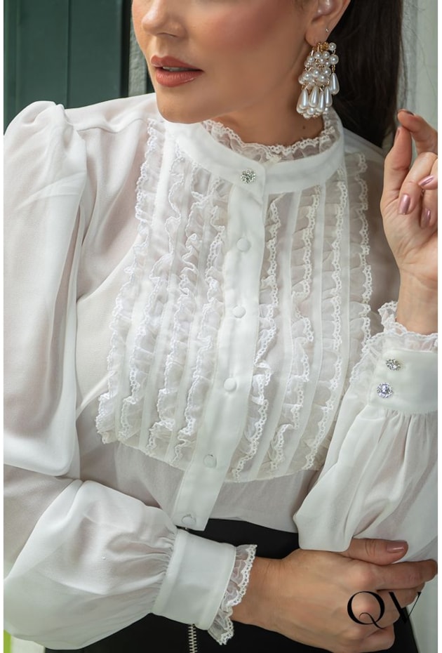 CAMISA CHIFFON COM RENDA OFF WHITE - LUZIA FAZZOLLI CAMISA CHIFFON COM RENDA OFF WHITE - LUZIA FAZZOLLI