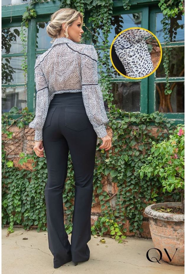 CAMISA CHIFFON ESTAMPADO DETALHE PONTO PALITO - LUZIA FAZZOLLI CAMISA CHIFFON ESTAMPADO DETALHE PONTO PALITO - LUZIA FAZZOLLI