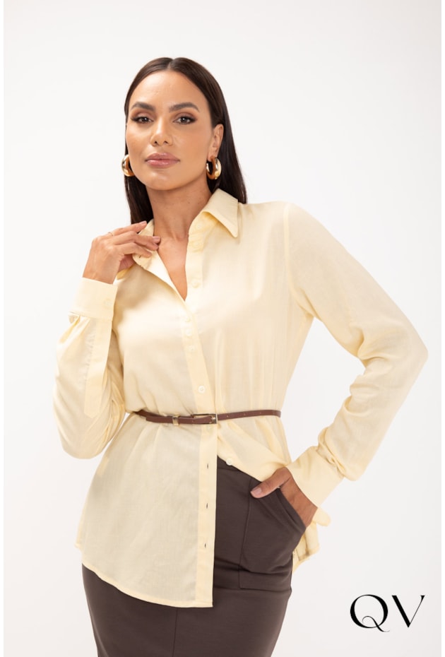 CAMISA CLÁSSICA DE CAMBRAIA AMARELO - LEKAZIS CAMISA CLÁSSICA DE CAMBRAIA AMARELO - LEKAZIS