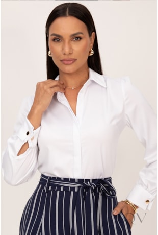 CAMISA CLÁSSICA EM TRICOLINE ARMANI EM FIBRA BAMBOO BRANCO - LEKAZIS