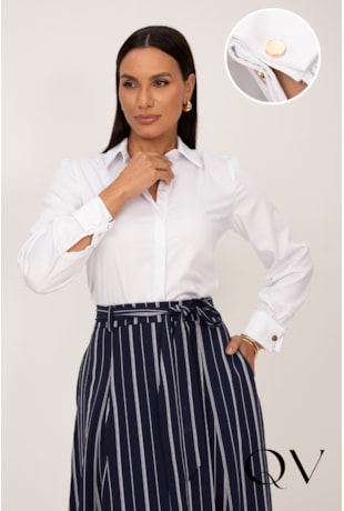 CAMISA CLÁSSICA EM TRICOLINE ARMANI EM FIBRA BAMBOO BRANCO - LEKAZIS