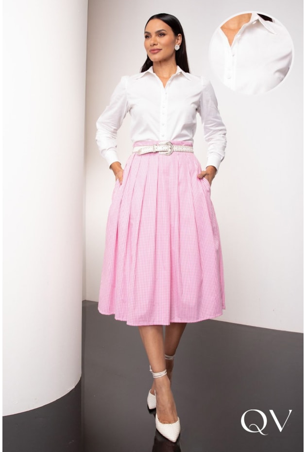 CAMISA CLÁSSICA EM TRICOLINE BRANCO - JANY PIM CAMISA CLÁSSICA EM TRICOLINE BRANCO - JANY PIM