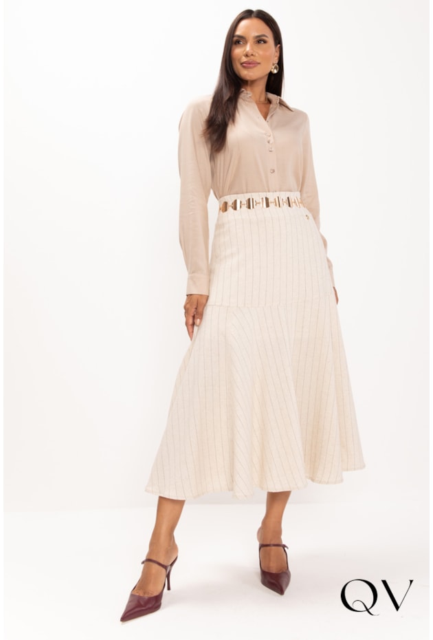 CAMISA CLÁSSICA EM VISCOLINHO BEGE - LEKAZIS CAMISA CLÁSSICA EM VISCOLINHO BEGE - LEKAZIS