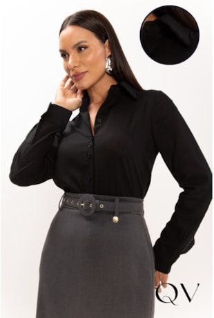 CAMISA CLÁSSICA EM VISCOLINHO PRETO - LEKAZIS