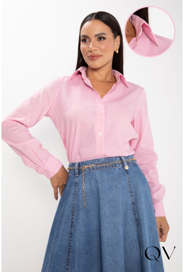 CAMISA CLÁSSICA EM VISCOLINHO ROSA BALLET - LEKAZIS CAMISA CLÁSSICA EM VISCOLINHO ROSA BALLET - LEKAZIS