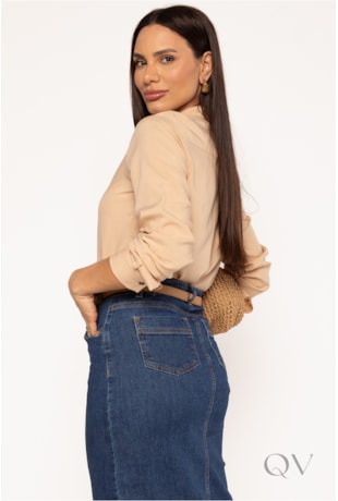 CAMISA CLÁSSICA EM VISCOSE NUDE - LEKAZIS