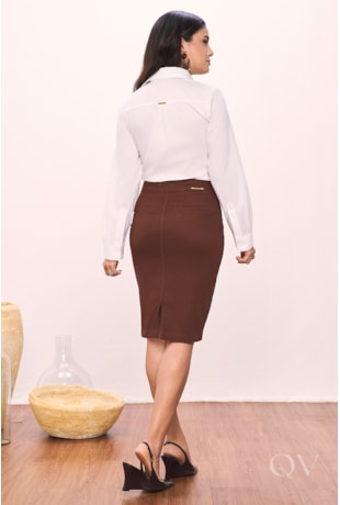 CAMISA COM DETALHE DE PREGAS EM TRICOLINE BRANCO - TITANIUM JEANS