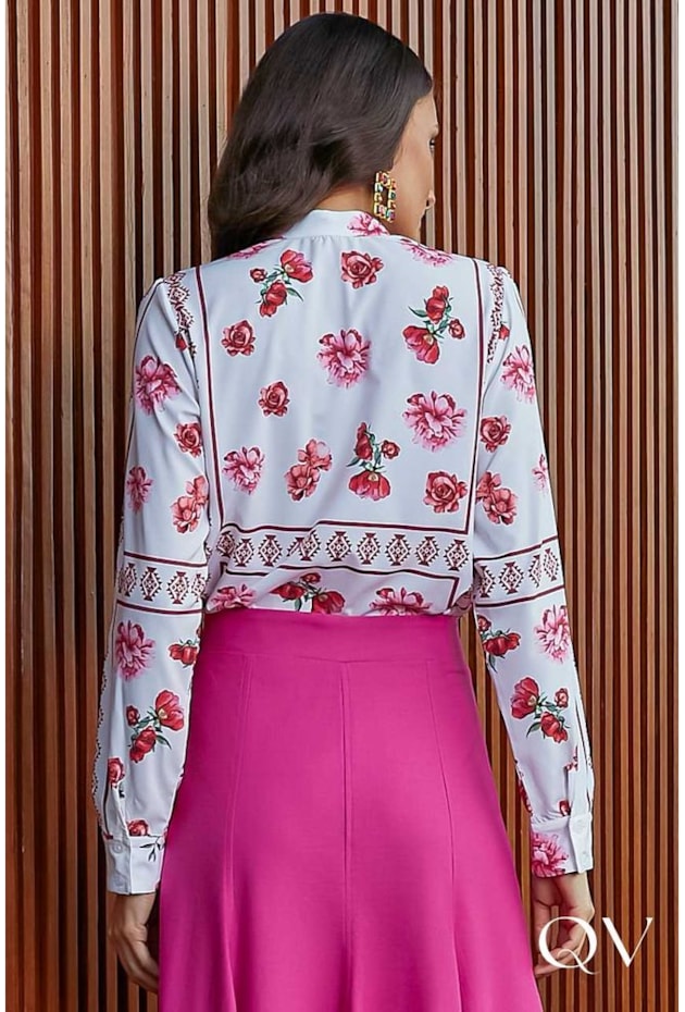 CAMISA COM LAÇO FIXO NA GOLA ESTAMPADA - JANY PIM CAMISA COM LAÇO FIXO NA GOLA ESTAMPADA - JANY PIM