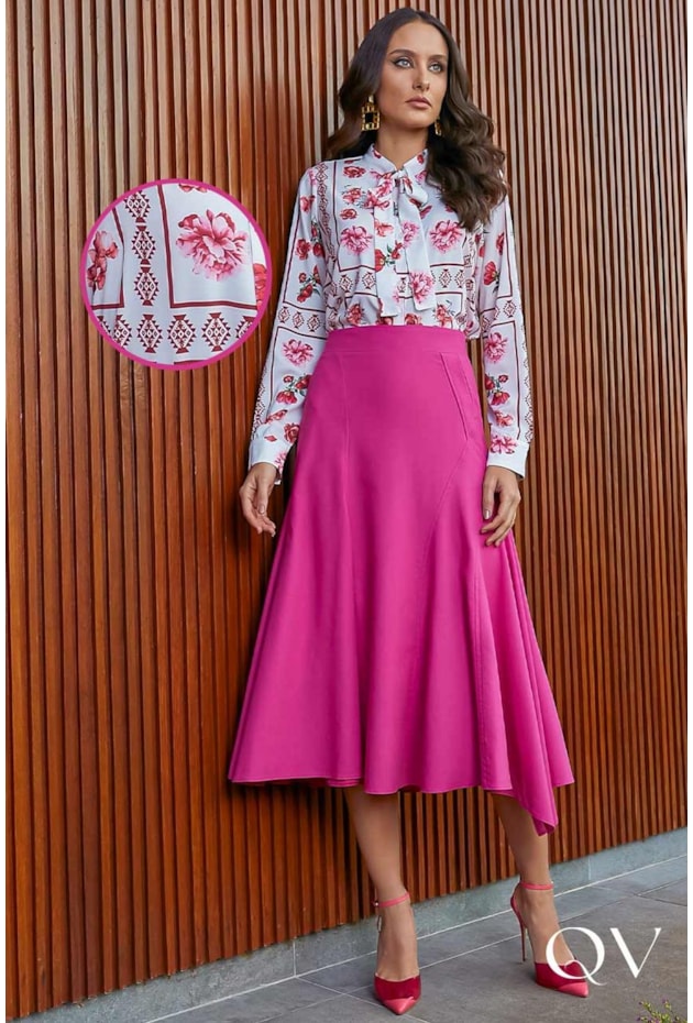 CAMISA COM LAÇO FIXO NA GOLA ESTAMPADA - JANY PIM CAMISA COM LAÇO FIXO NA GOLA ESTAMPADA - JANY PIM