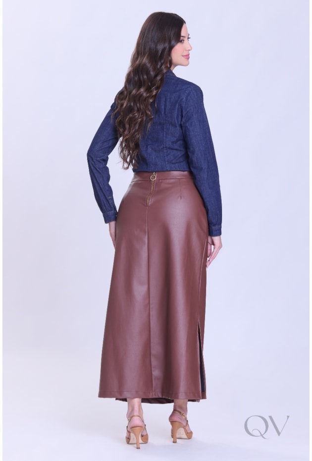 CAMISA COM MANGA LONGA EM JEANS ESCURO - HAPUK