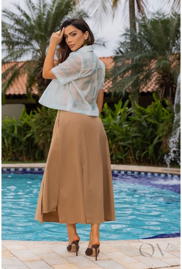 CAMISA COM PREGAS EM ORGANZA LIOCEL ESTAMPADO - LUZIA FAZZOLLI