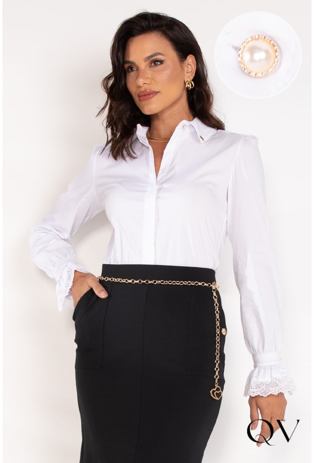 CAMISA COM RENDA BRANCA - LEKAZIS CAMISA COM RENDA BRANCA - LEKAZIS