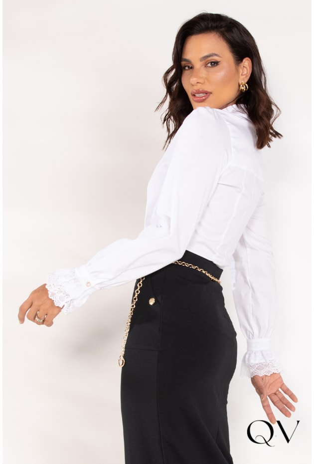 CAMISA COM RENDA BRANCA - LEKAZIS CAMISA COM RENDA BRANCA - LEKAZIS