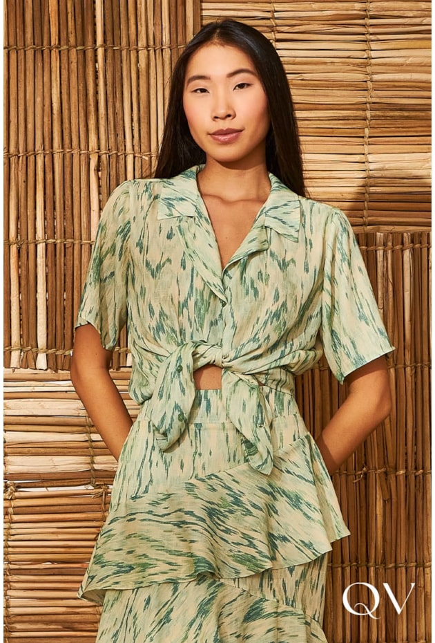 CAMISA CREPE ESTAMPA ABSTRATA VERDE - AQUARELLA CAMISA CREPE ESTAMPA ABSTRATA VERDE - AQUARELLA