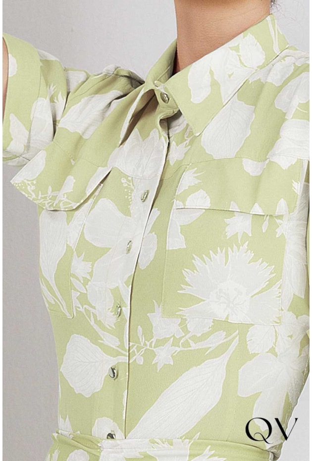 CAMISA CREPE ESTAMPA COM BOLSOS VERDE - TITANIUM JEANS CAMISA CREPE ESTAMPA COM BOLSOS VERDE - TITANIUM JEANS