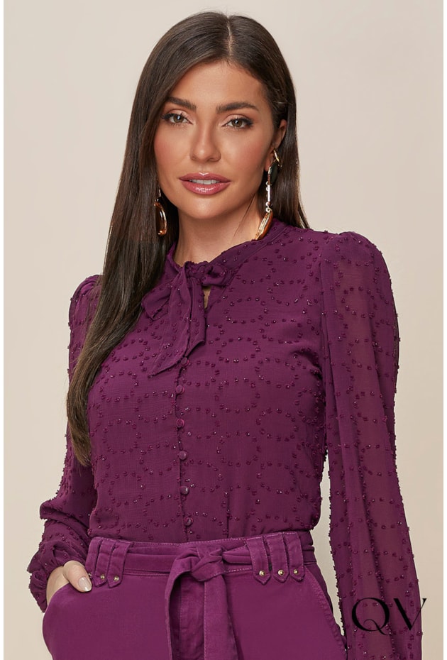 CAMISA CREPE TEXTURIZADO ROXO - TITANIUM JEANS CAMISA CREPE TEXTURIZADO ROXO - TITANIUM JEANS