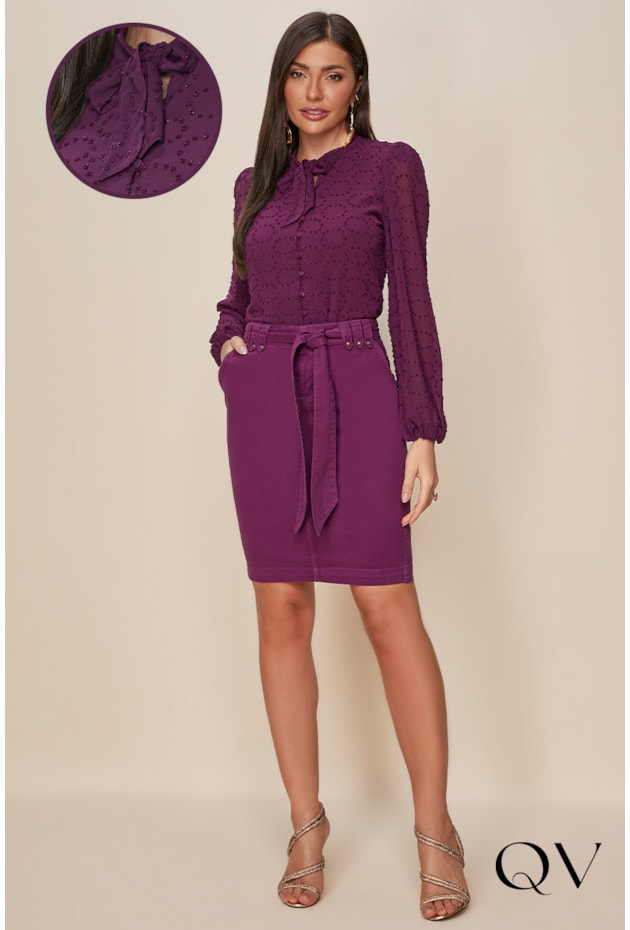 CAMISA CREPE TEXTURIZADO ROXO - TITANIUM JEANS CAMISA CREPE TEXTURIZADO ROXO - TITANIUM JEANS