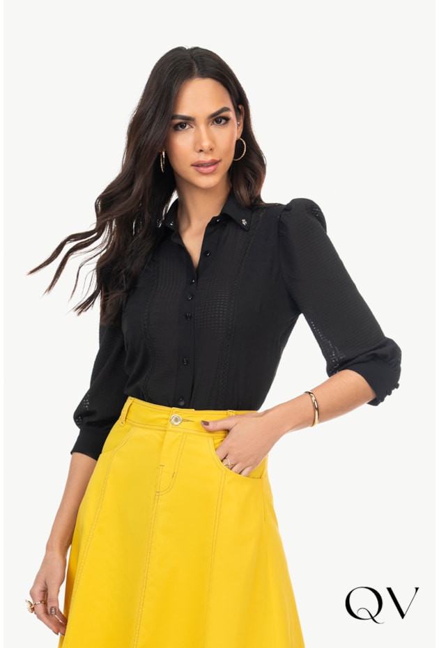 CAMISA CREPE VICHY PRETO - VIA TOLENTINO CAMISA CREPE VICHY PRETO - VIA TOLENTINO