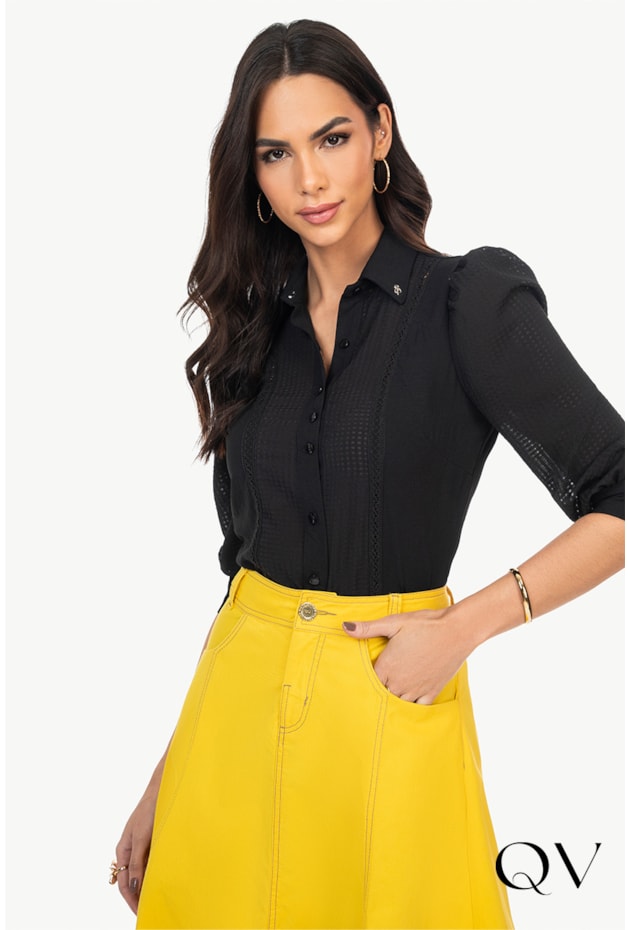 CAMISA CREPE VICHY PRETO - VIA TOLENTINO CAMISA CREPE VICHY PRETO - VIA TOLENTINO