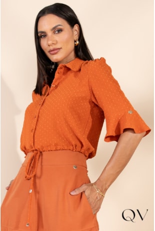 CAMISA CROPPED BOMBER TERRACOTA - LEKAZIS CAMISA CROPPED BOMBER TERRACOTA - LEKAZIS