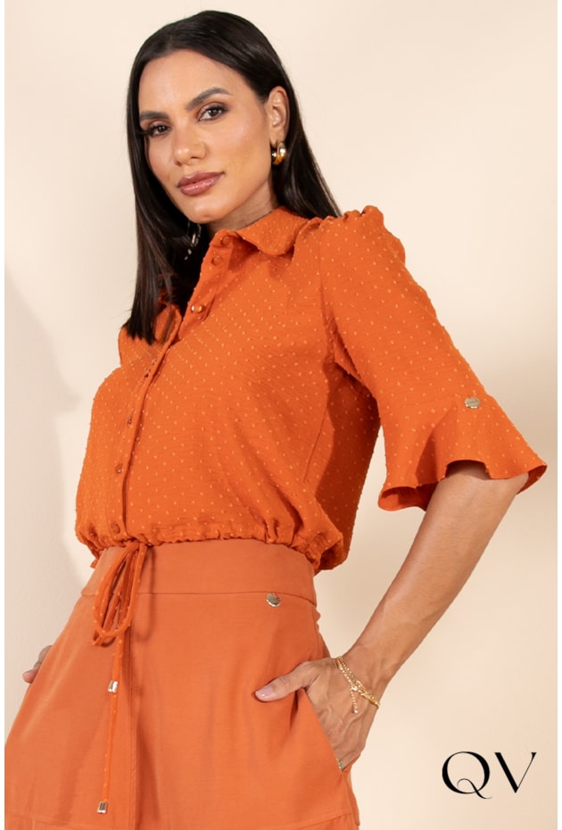 CAMISA CROPPED BOMBER TERRACOTA - LEKAZIS CAMISA CROPPED BOMBER TERRACOTA - LEKAZIS