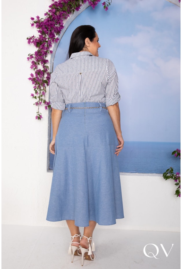 CAMISA CROPPED EM TRICOLINE LISTRADA BRANCO - LEKAZIS CAMISA CROPPED EM TRICOLINE LISTRADA BRANCO - LEKAZIS