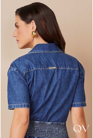 CAMISA CROPPED JEANS SUSTENTÁVEL - TITANIUM JEANS