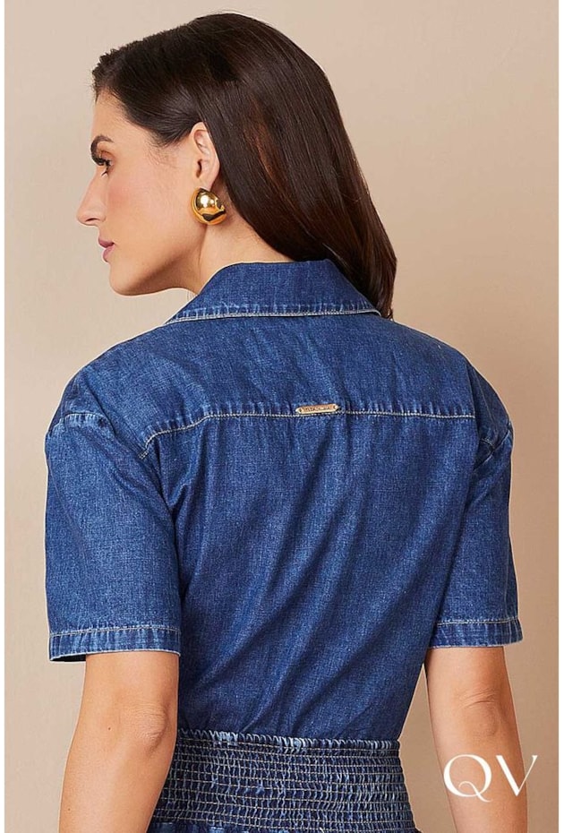 CAMISA CROPPED JEANS SUSTENTÁVEL - TITANIUM JEANS CAMISA CROPPED JEANS SUSTENTÁVEL - TITANIUM JEANS