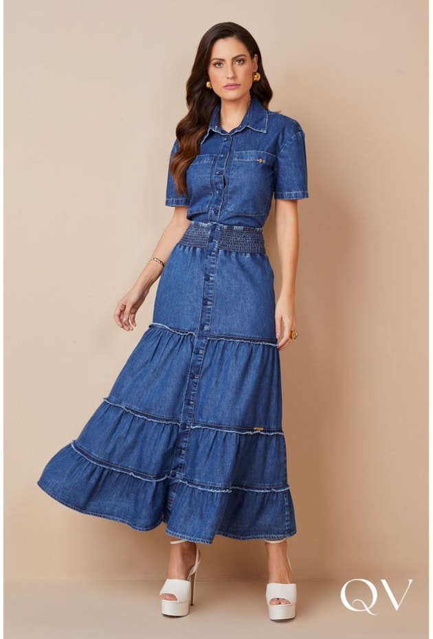 CAMISA CROPPED JEANS SUSTENTÁVEL - TITANIUM JEANS CAMISA CROPPED JEANS SUSTENTÁVEL - TITANIUM JEANS