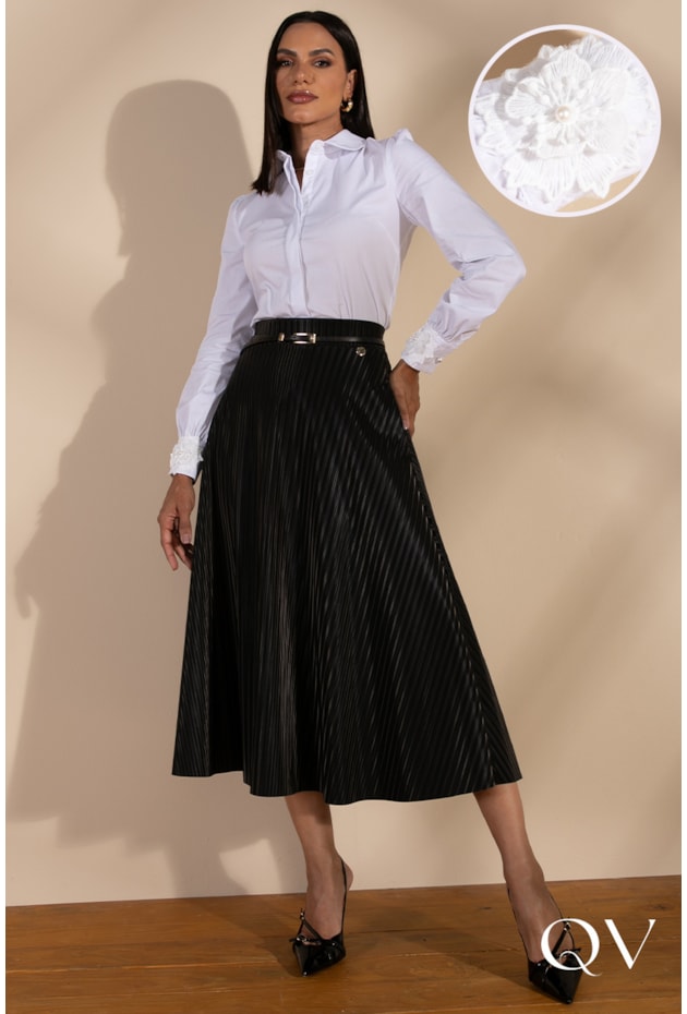 CAMISA DETALHE DE FLOR BRANCO - LEKAZIS CAMISA DETALHE DE FLOR BRANCO - LEKAZIS