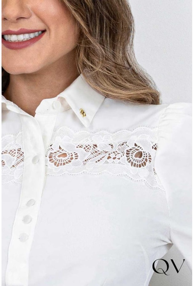 CAMISA DETALHE EM RENDA OFF WHITE - VIA TOLENTINO CAMISA DETALHE EM RENDA OFF WHITE - VIA TOLENTINO