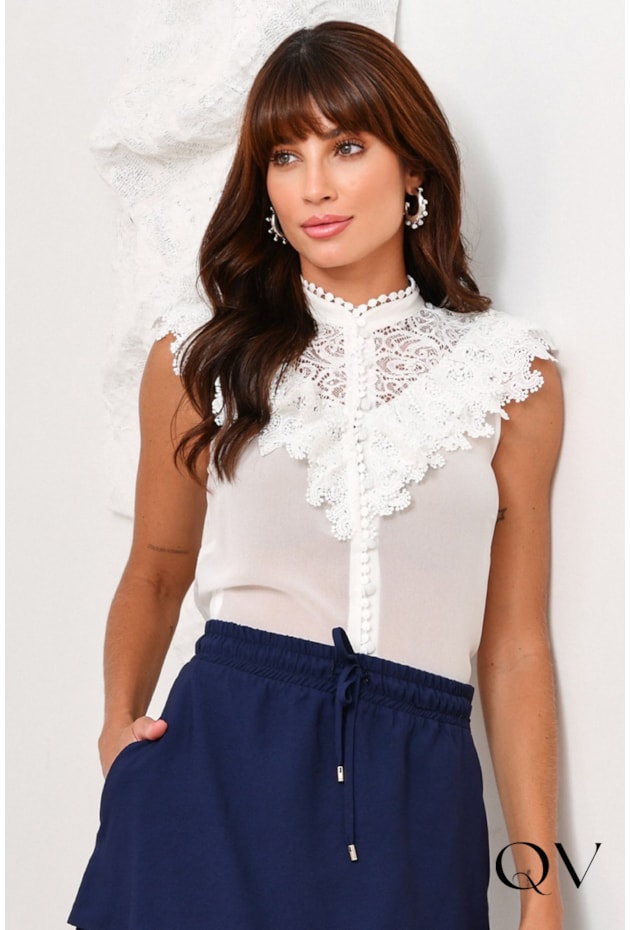 CAMISA DETALHE RENDA OFF WHITE - LUZIA FAZZOLLI CAMISA DETALHE RENDA OFF WHITE - LUZIA FAZZOLLI