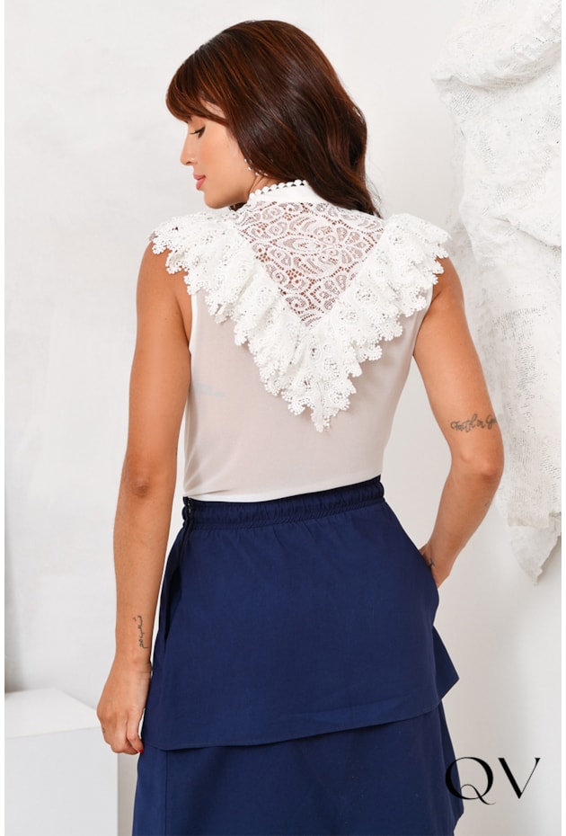 CAMISA DETALHE RENDA OFF WHITE - LUZIA FAZZOLLI CAMISA DETALHE RENDA OFF WHITE - LUZIA FAZZOLLI
