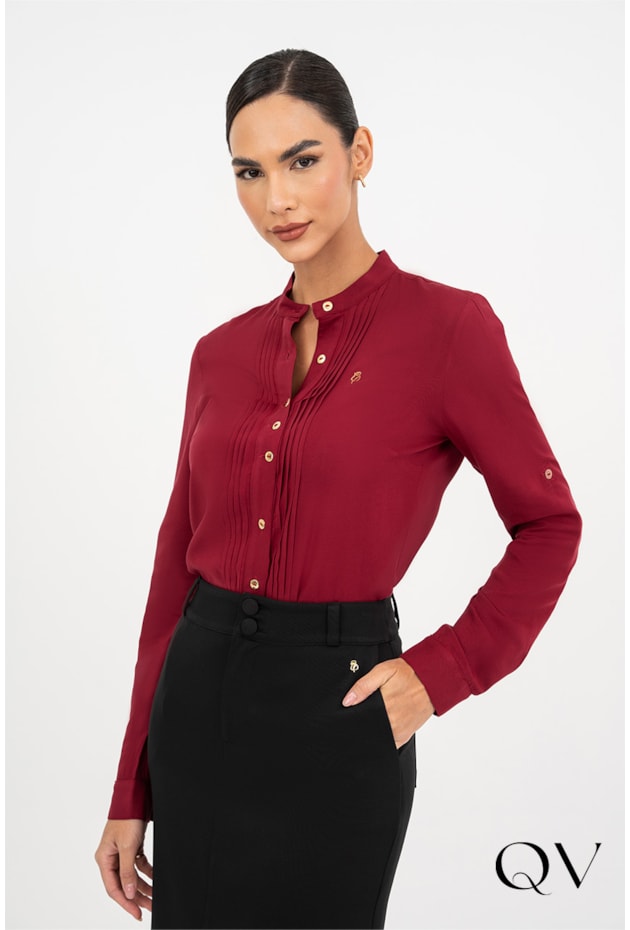 CAMISA DETALHES NERVURA BORDÔ - VIA TOLENTINO CAMISA DETALHES NERVURA BORDÔ - VIA TOLENTINO