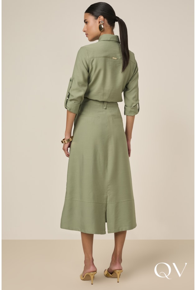 CAMISA EM ALFAIATARIA DE VISCOSE VERDE - TITANIUM JEANS CAMISA EM ALFAIATARIA DE VISCOSE VERDE - TITANIUM JEANS