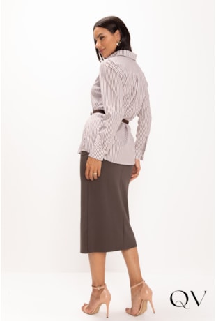 CAMISA EM ALGODÃO LISTRADO CHOCOLATE - LEKAZIS