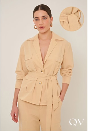 Produto CAMISA EM CAMBRAIA DE LINHO BORDADO AREIA - LINDA DE MORRER