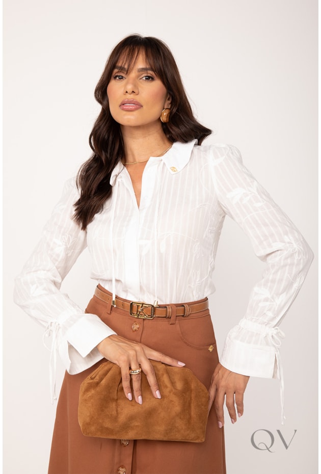 CAMISA EM CAMBRAIA JACQUARD OFF WHITE - LEKAZIS