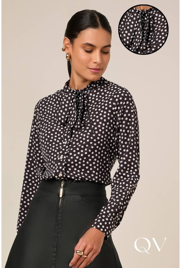 CAMISA EM CREPE COM LAÇO ESTAMPADO - TITANIUM JEANS