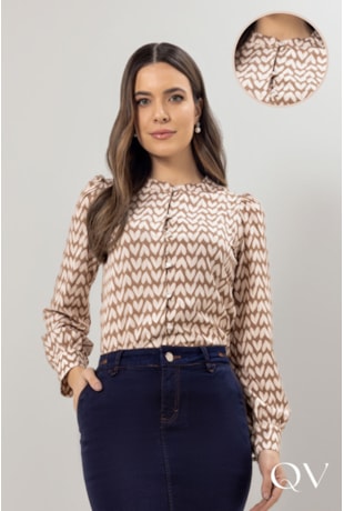 CAMISA EM CREPE ESTAMPA EXCLUSIVA - LAURA ROSA