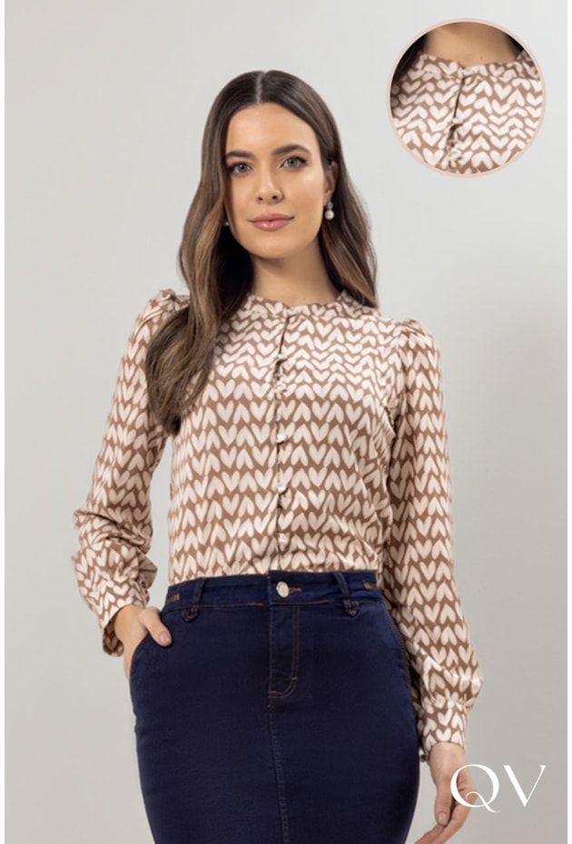 CAMISA EM CREPE ESTAMPA EXCLUSIVA - LAURA ROSA